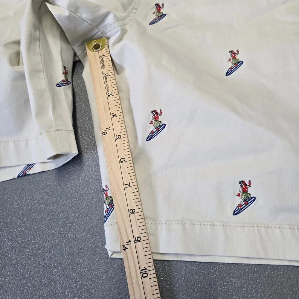 Tommy Bahama Mens 42 Shorts Surfboard Embroidered Beige Casual Chino - Picture 14 of 15